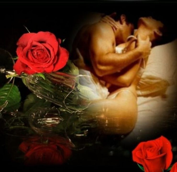 Нереально красивый романтический секс в постели с лепестками роз 