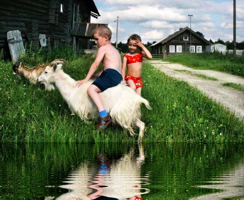 Симпатичная ебля в деревне двух очкастых студенток с фермером