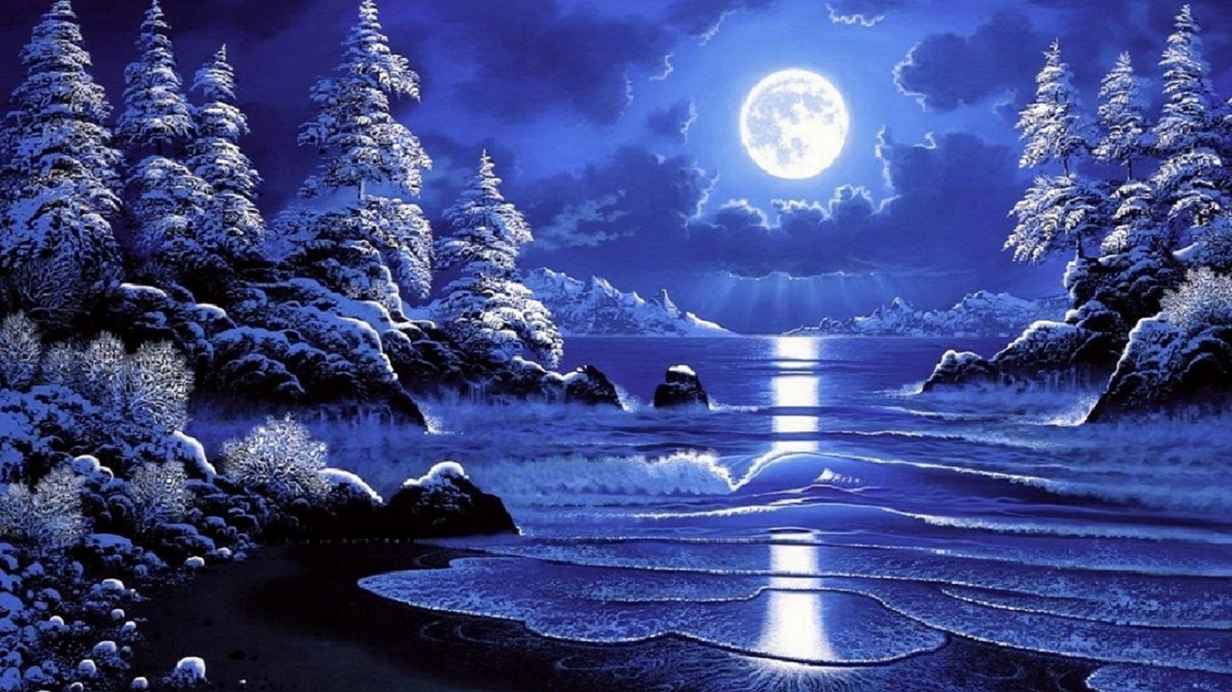 Лунная зимняя ночь