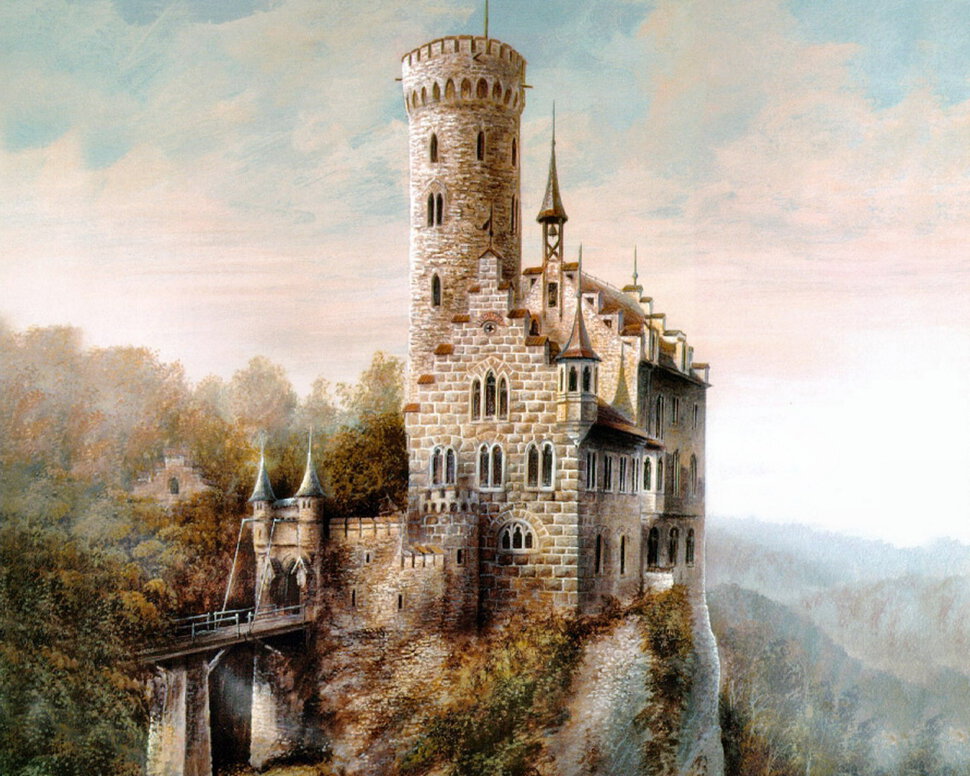 Старинный замок и дракон