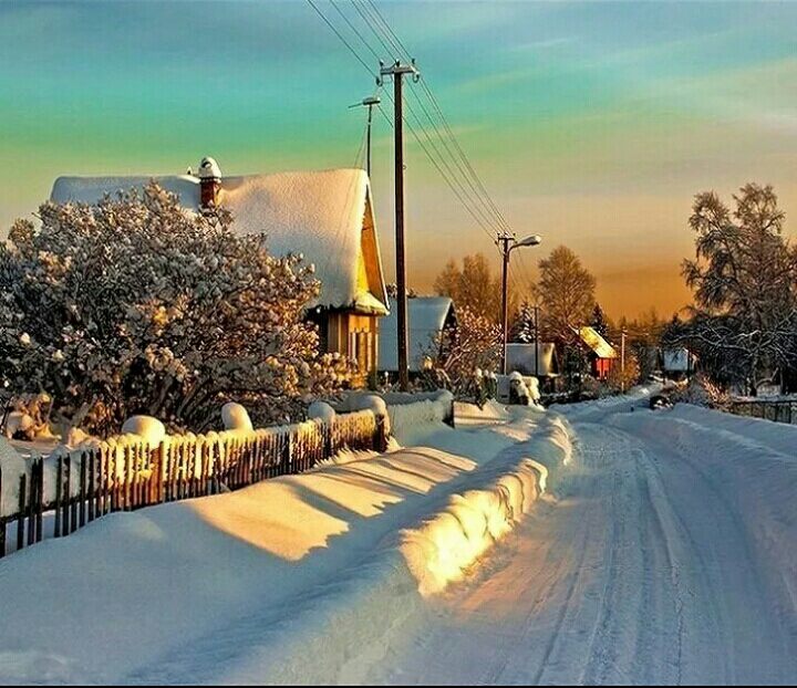 русская деревня зимой фото