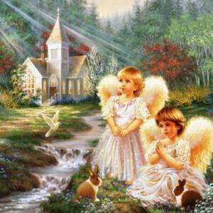 Открытки ангелочки дети и красивая картинка поздравление скачать