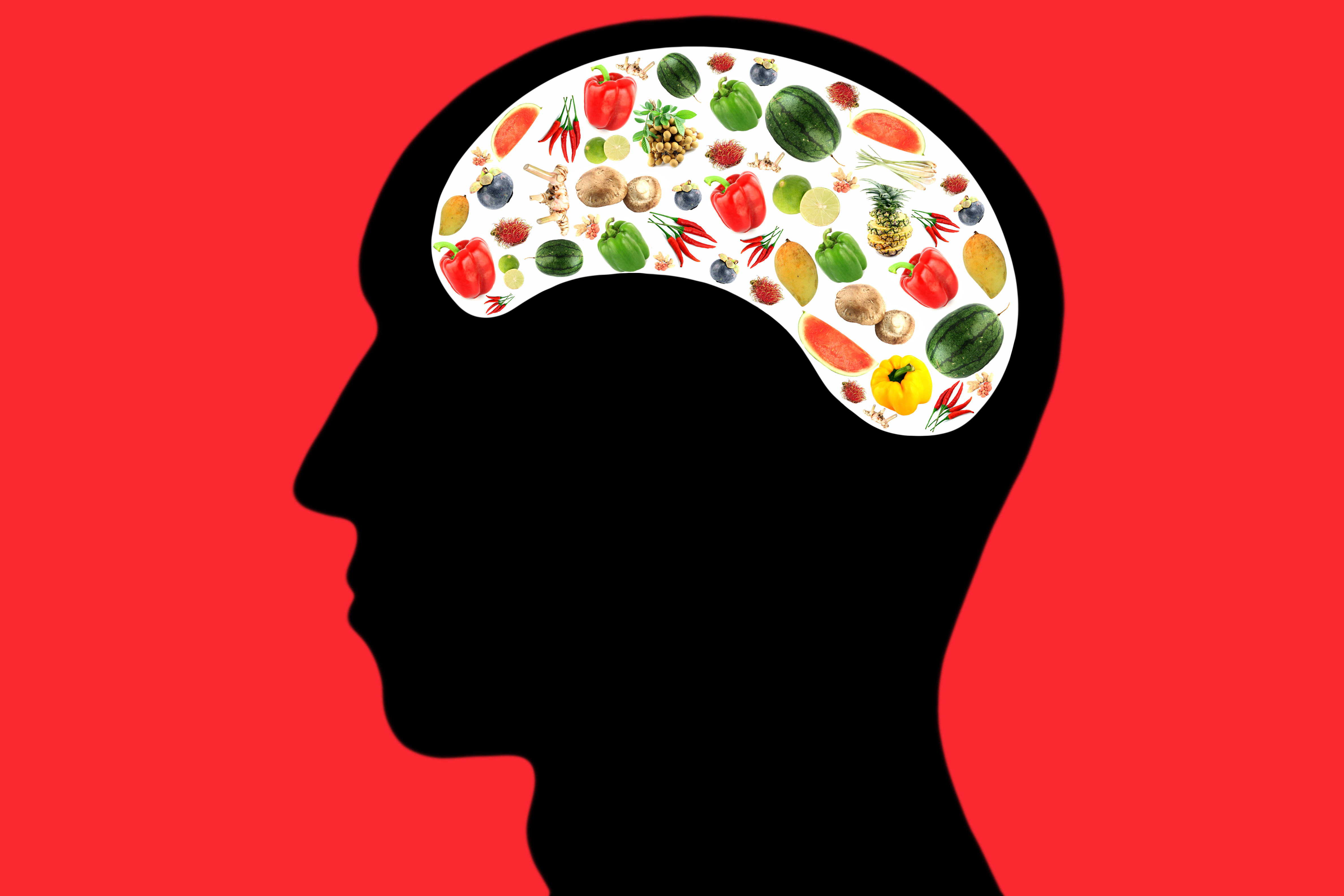 Мозг и еда дэвида. Человек думает о еде. Образы в голове. Мысли о еде.
