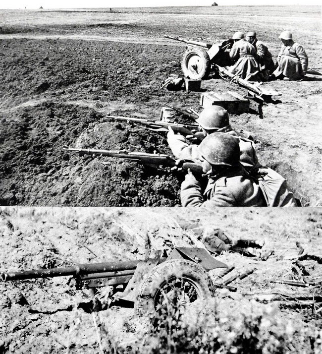 45-мм противотанковое орудие и её расчёт