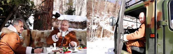 Шойгу с Путиным на отдыхе в тайге