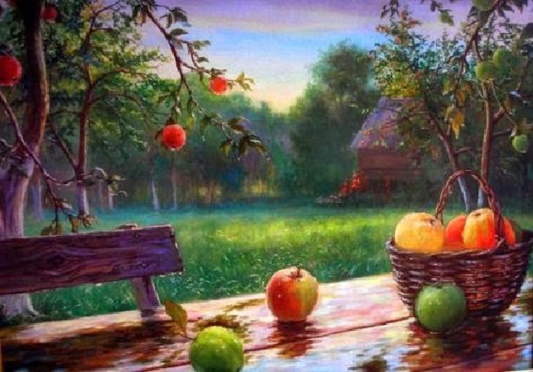 Стихотворение ночь упаданья яблок. Картина яблочный спас Муковнин.